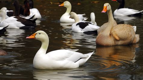 Fondo Muchos Patos Blancos De Diferentes Tama Os Nadando En Un Estanque