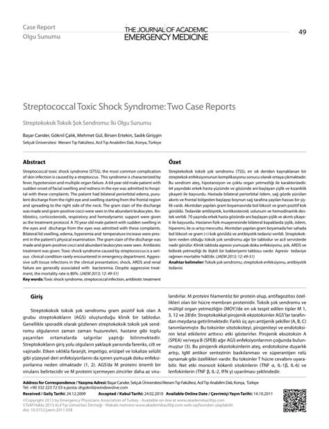 Pdf Streptococcal Toxic Shock Syndrome Two Case Reports