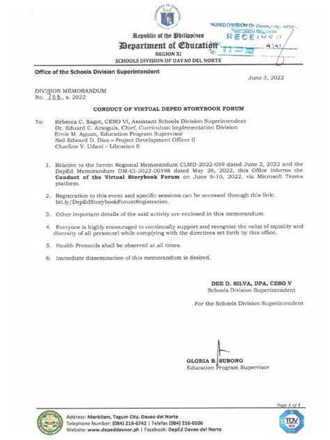 Dm 0708 S 2022 Conduct Of Virtual Deped Storybook Forum Pdf