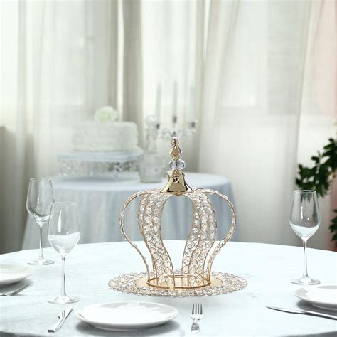 14 Metallic Silver Crystal Bead Royal Crown Cake Topper Centerpiece