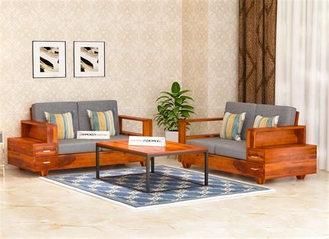 Saamenia Furnitures Wooden Sheesham Wood Seater Sofa Set For Living