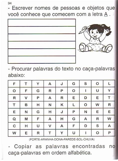 Pedagogas Da Paz Ca A Palavras Letra A Atividade Para Alfabetizar