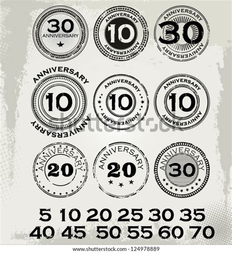 Grunge Anniversary Rubber Stamp Set Stockvector Rechtenvrij