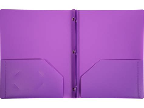 2-Pocket Plastic Folder with Fasteners, Purple Pocket Folder