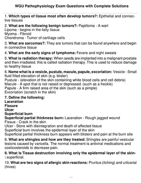 Wgu Pathophysiology Exam Questions With Complete Solutions Skin Ulcer