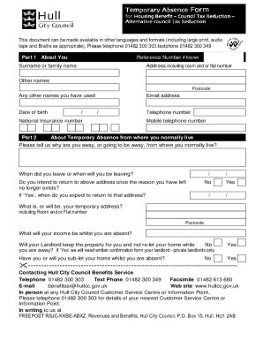 Fillable Online Housing Benefit And Council Tax Support Review Form Fax