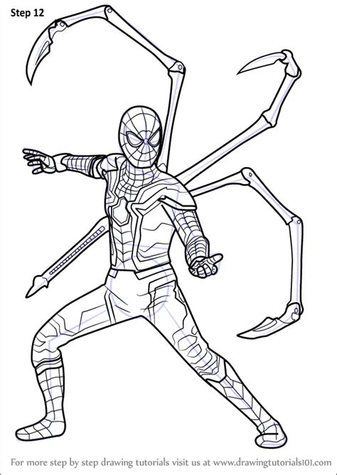 How To Draw A Spider Step By Step Learn How To Draw Iron Spider From Avengers Step By Step Drawing