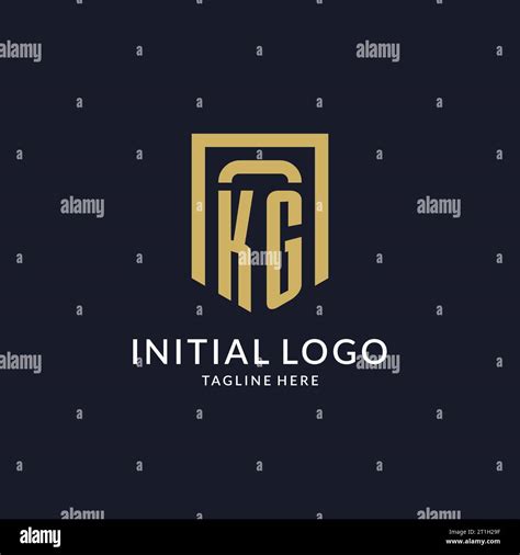 Kg Logo Initial With Geometric Shield Shape Design Style Vector Graphic