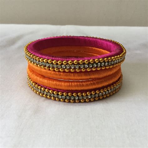 Silk Thread Bangles Set Of Etsy Silk Thread Bangles Thread