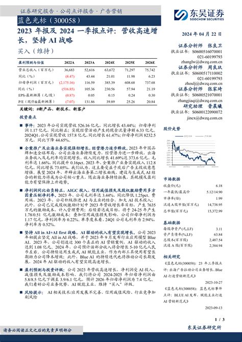 2023年报及2024一季报点评：营收高速增长，坚持ai战略pdf 报告查一查