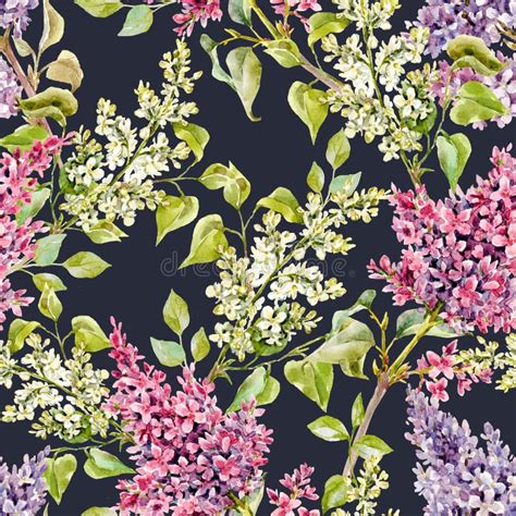 Beautiful Floral Spring Seamless Pattern With Watercolor Gentle Lilac