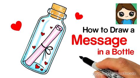 How To Draw A Message Of Love In A Bottle Easy