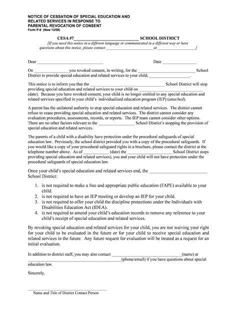 Fillable Online Cesa Notice Of Cessation Of Special Education And