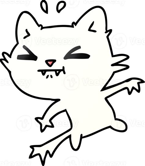 Mano Dibujado Degradado Dibujos Animados De Linda Kawaii Gato 45235272 Png