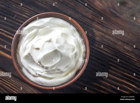 Bowl Of Greek Yogurt Stock Photo Alamy