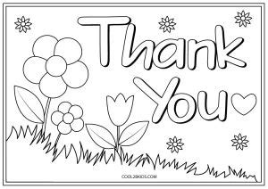 A Coloring Page With Flowers And The Words Thank You