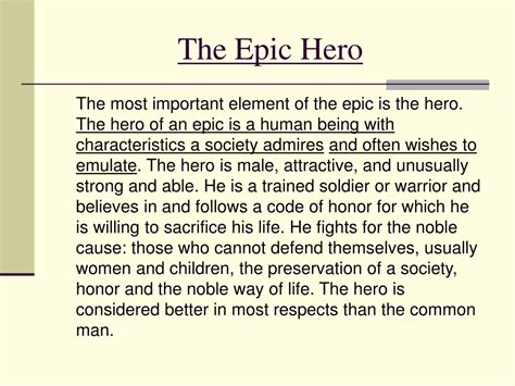 Ppt Features Of A Classic Epic And The Epic Hero Powerpoint