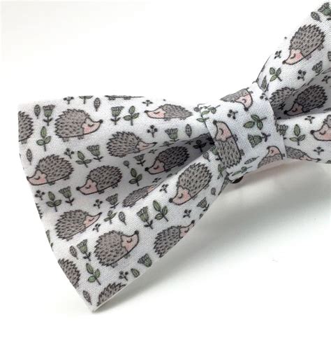 Adult Hedgehog Bowtie Hedgehog Bow Tie In White And Gray Etsy