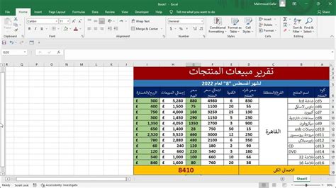 تقرير مبيعات المنتجات تقرير شهري أو سنوي على الاكسل شيت اكسل