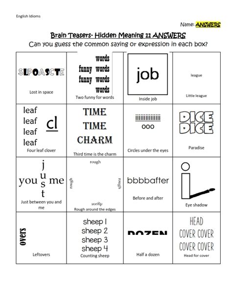 Brain Teasers Hidden Meaning Part 4 Worksheets Library