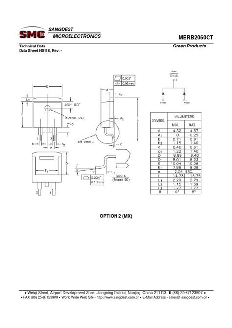 MBRB2060CT Datasheet SCHOTTKY RECTIFIER