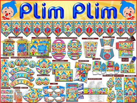 Party Package Kit Printable Kit Editable Clown Plim Plim