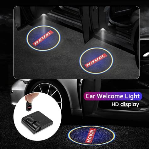 2pcs Wireless Car Logo Light Auto Door Led Welcome Lamp Car Tool Accessories For Haval Jolion H6