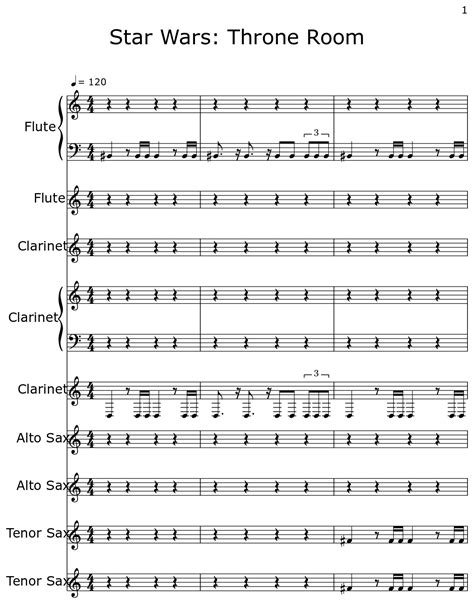 Star Wars Throne Room Sheet Music For Tuba Flute Clarinet Alto