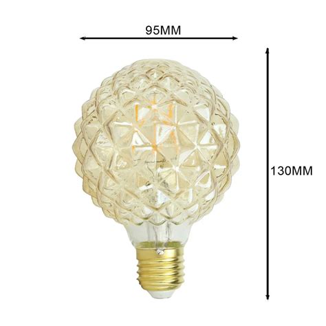 Amber Gold G125 Led Filament Bulb Retro Pineapple Shape Edison Bulb E27 Dimmable Filament Led