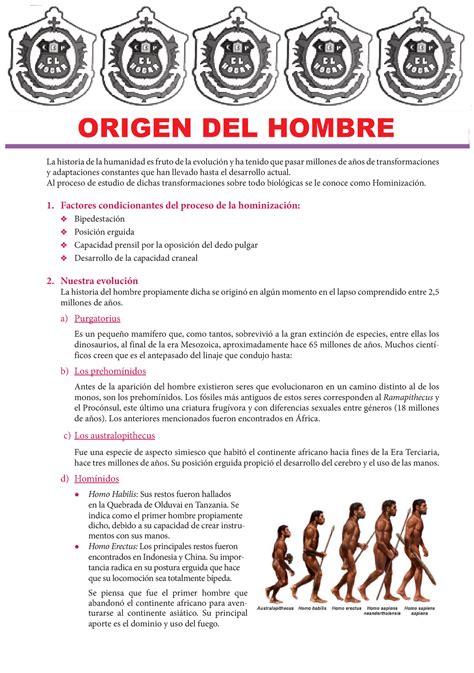 Imp Origen Del Hombre Para Quinto Grado De Secundaria La Historia De