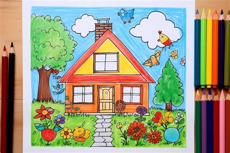 Premium Photo | Hands drawing family and house with coloured pencils ...