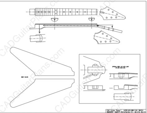 PDF Flying V Electric Guitar Plan Gibson Style CAD Guitar Plans