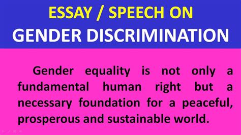 Essay On Gender Discrimination Speech Gender Discrimination Essay