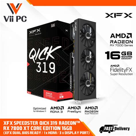 Xfx Speedster Qick 319 Radeon™ Rx 7800 Xt 7800xt Rx7800xt Ddr6 Core