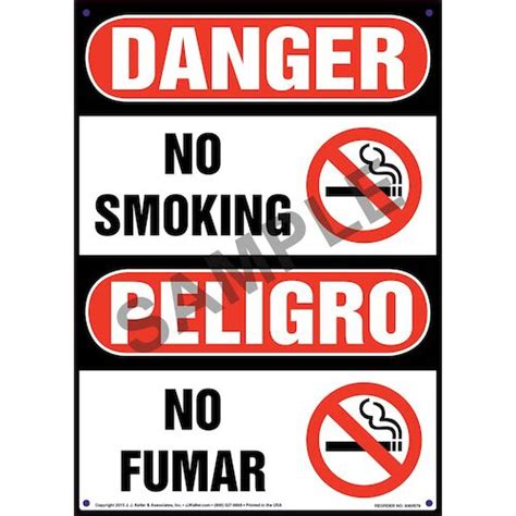 Danger No Smoking Osha Bilingual Sign