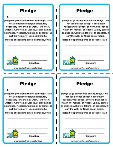 Individual Pledge Cards Screen Free Week