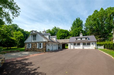 Traditional Colonial Estate Exterior 4 Car Garage And Workshop