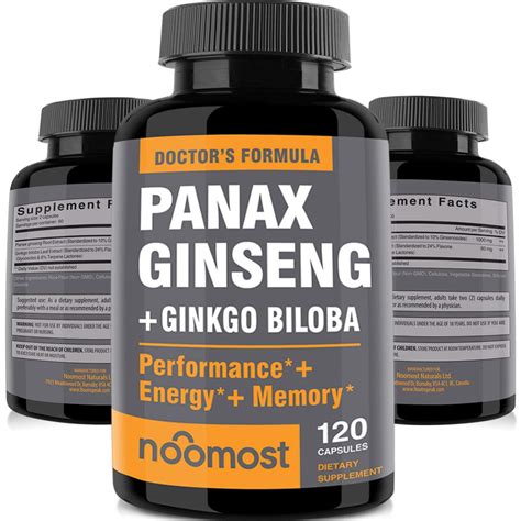 Authentic Korean Red Panax Ginseng Ginkgo Biloba 120 Vegan Capsules