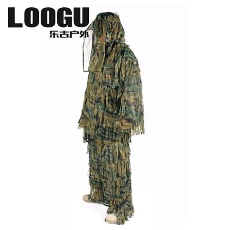 LOOGU Outdoor Woodland Camouflage Tactical Camo Ghillie Suit Kit Cloak