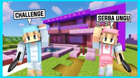 Challenge Rumah Serba Ungu Aestethic Di Minecraft Ft Shasyaalala YouTube