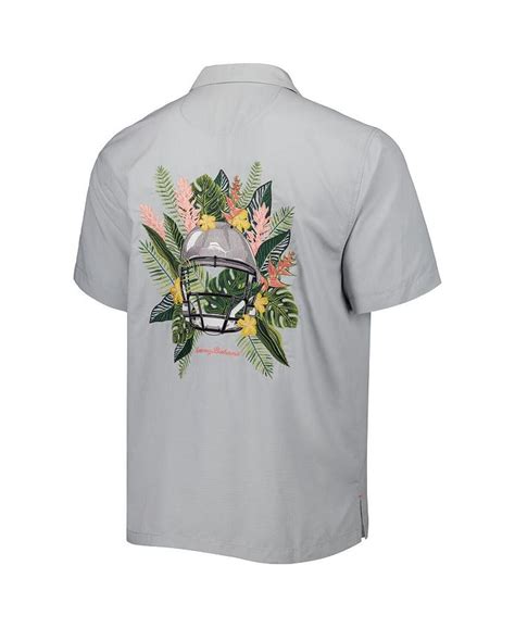 Tommy Bahama Mens Gray Jacksonville Jaguars Coconut Point Frondly Fan Camp Islandzone Button Up