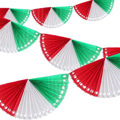 Decoración Abanicó Grande De Papel Tricolor 10 Pza Envío gratis