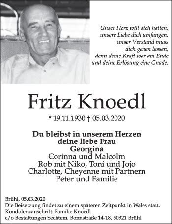 Traueranzeigen Von Fritz Knoedl Wirtrauern