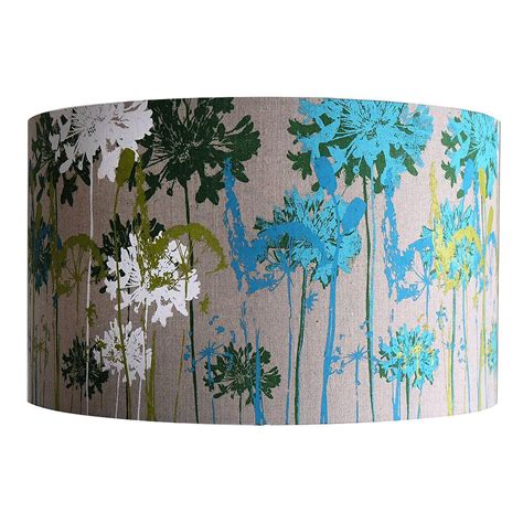 Botanical Screen Printed Lampshade Blues And Greens By Emma Purdie Printed Linen Floral