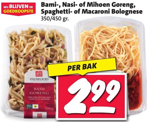 Bami Nasi Of Mihoen Goreng Spaghetti Of Macaroni Bolognese Aanbieding