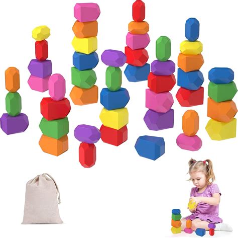 Amazon Daseinngee Pcs Wooden Stacking Rocks Stacking Toys For