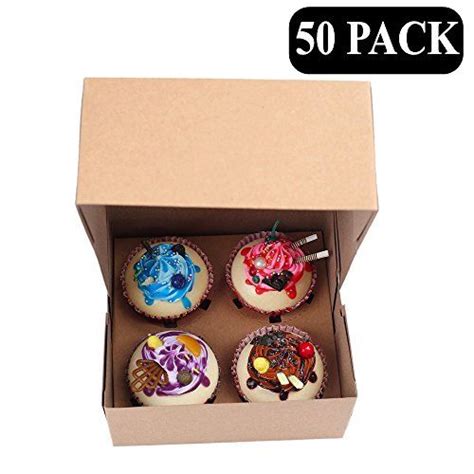 Romanticbaking Pack Cupcake Boxes With Insert And Window Brown