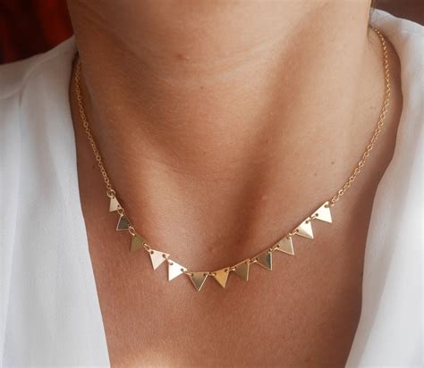 Collier Triangles Ras De Cou Dor En Acier Inoxydable Ninanina