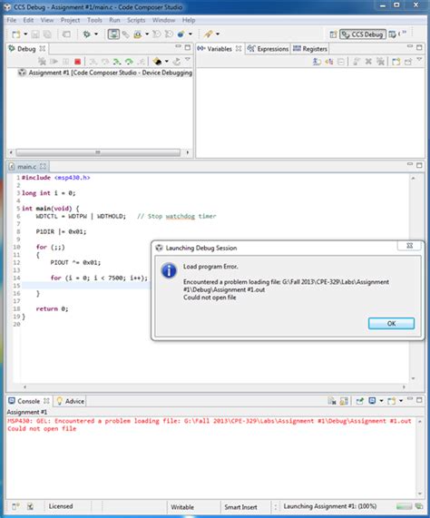 No Out File Could Be Found When Debugging In Ccs Code Composer