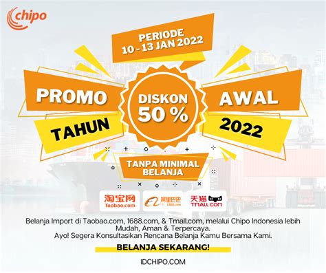 Promo Awal Tahun 2022 Diskon 50 Tanpa Minimal Belanja